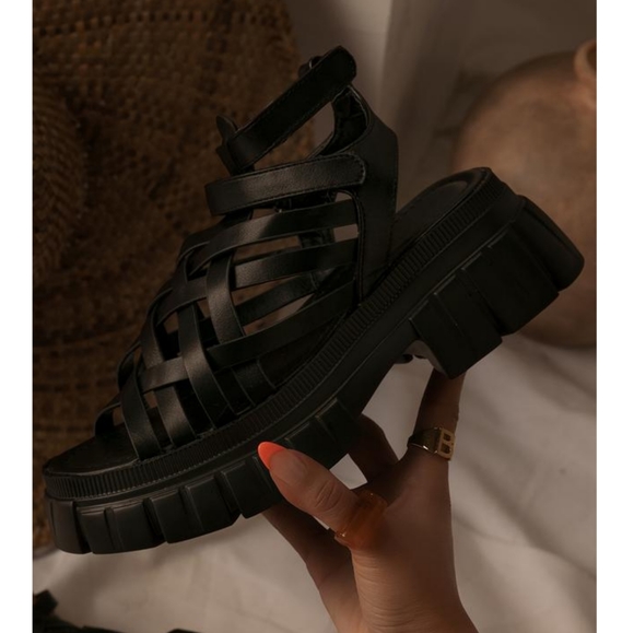 𝙍𝙀𝙎𝙏𝙊𝘾𝙆𝙀𝘿🖤The Vibes Platform Sandal - Black - Picture 1 of 8